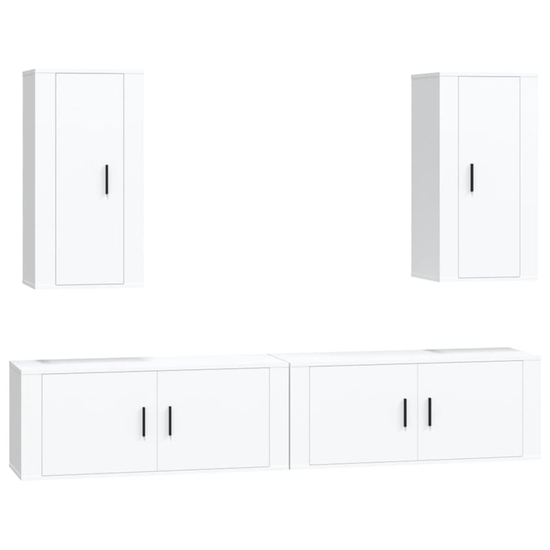 4 Piece TV Cabinet Set White Engineered Wood Payday Deals
