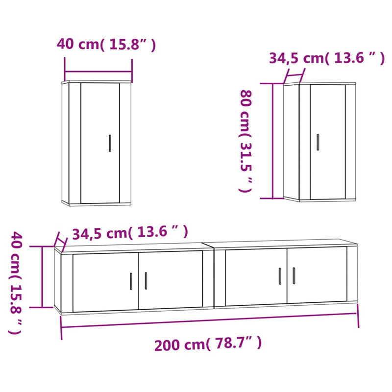 4 Piece TV Cabinet Set White Engineered Wood Payday Deals