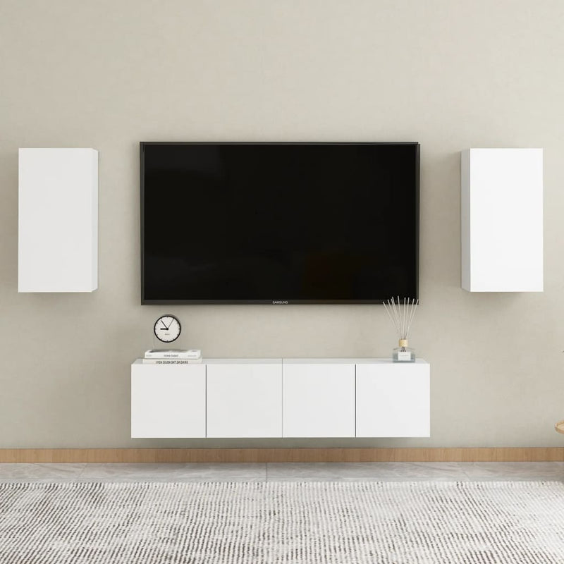 4 Piece TV Cabinet Set White Engineered Wood Payday Deals