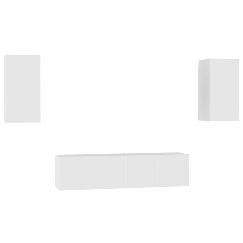 4 Piece TV Cabinet Set White Engineered Wood Payday Deals