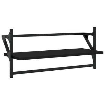4 Piece Wall Shelf Set with Bars Black Engineered Wood Payday Deals