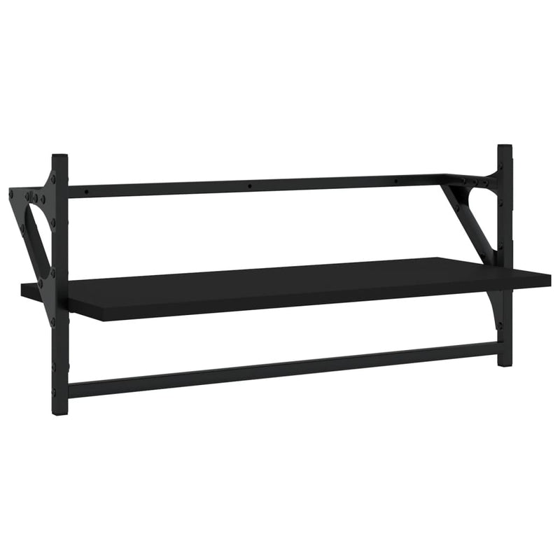 4 Piece Wall Shelf Set with Bars Black Engineered Wood Payday Deals
