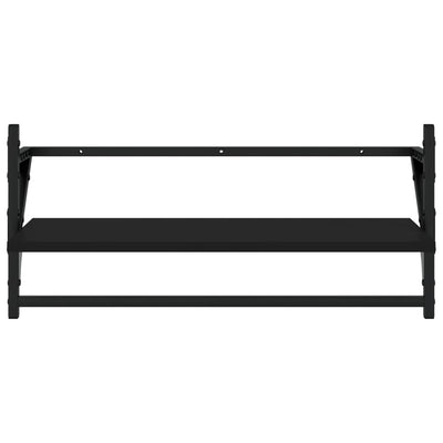 4 Piece Wall Shelf Set with Bars Black Engineered Wood Payday Deals