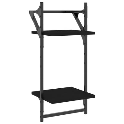 4 Piece Wall Shelf Set with Bars Black Engineered Wood Payday Deals