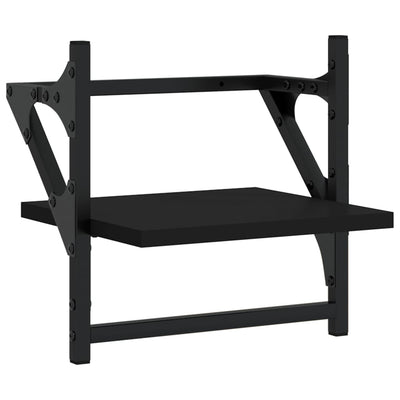 4 Piece Wall Shelf Set with Bars Black Engineered Wood Payday Deals
