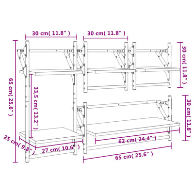 4 Piece Wall Shelf Set with Bars Black Engineered Wood Payday Deals
