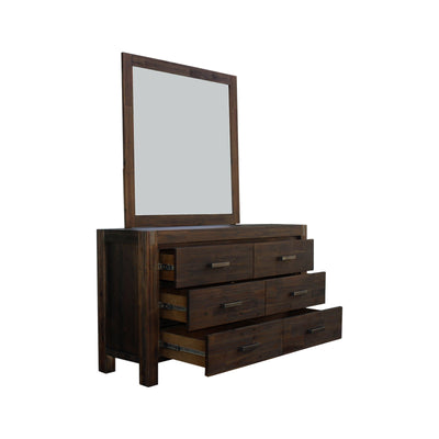 4 Pieces Bedroom Suite in Solid Wood Veneered Acacia Construction Timber Slat King Size Chocolate Colour Bed, Bedside Table & Dresser Payday Deals