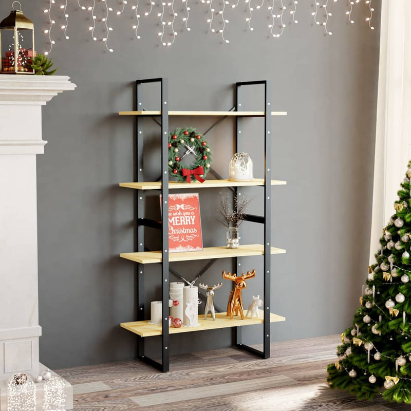 4-Tier Book Cabinet 80x30x140 cm Solid Pine Wood Payday Deals