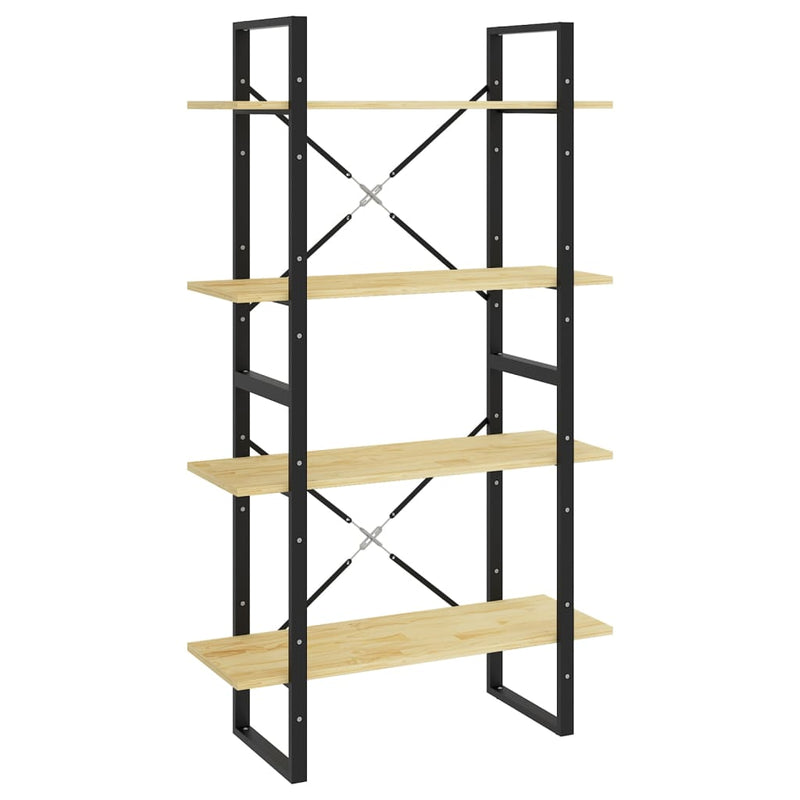4-Tier Book Cabinet 80x30x140 cm Solid Pine Wood Payday Deals