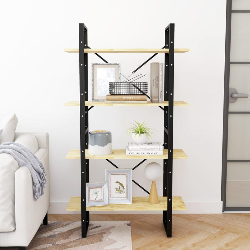 4-Tier Book Cabinet 80x30x140 cm Solid Pine Wood Payday Deals