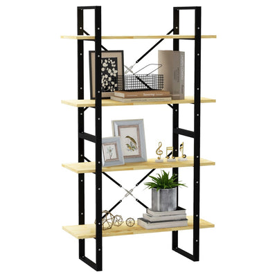 4-Tier Book Cabinet 80x30x140 cm Solid Pine Wood Payday Deals