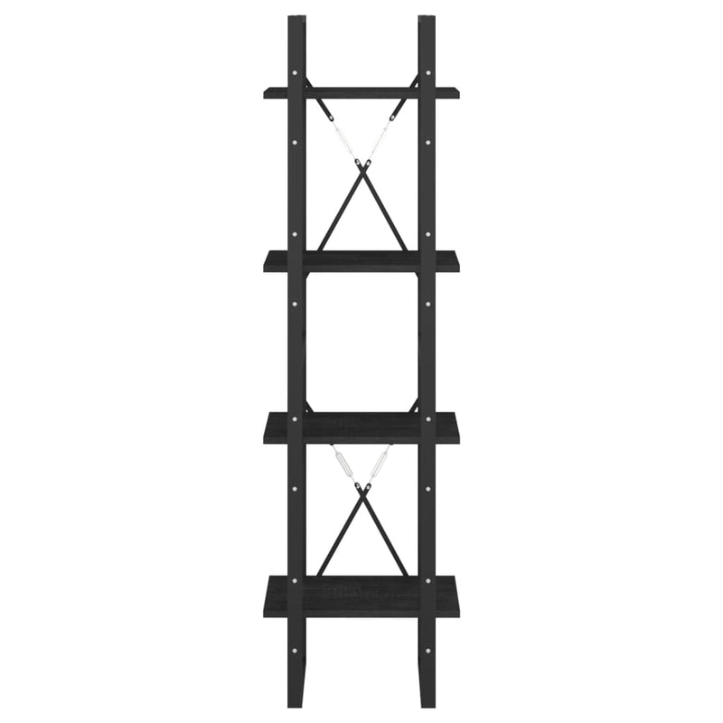 4-Tier Book Cabinet Black 40x30x140 cm Solid Pine Wood Payday Deals
