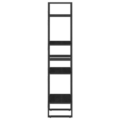 4-Tier Book Cabinet Black 40x30x140 cm Solid Pine Wood Payday Deals