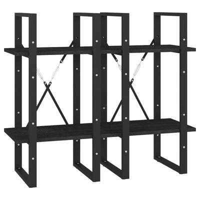4-Tier Book Cabinet Black 40x30x140 cm Solid Pine Wood Payday Deals