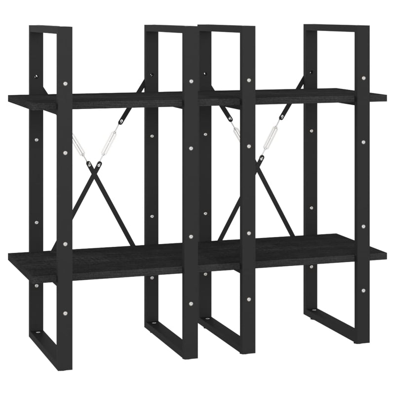 4-Tier Book Cabinet Black 40x30x140 cm Solid Pine Wood Payday Deals