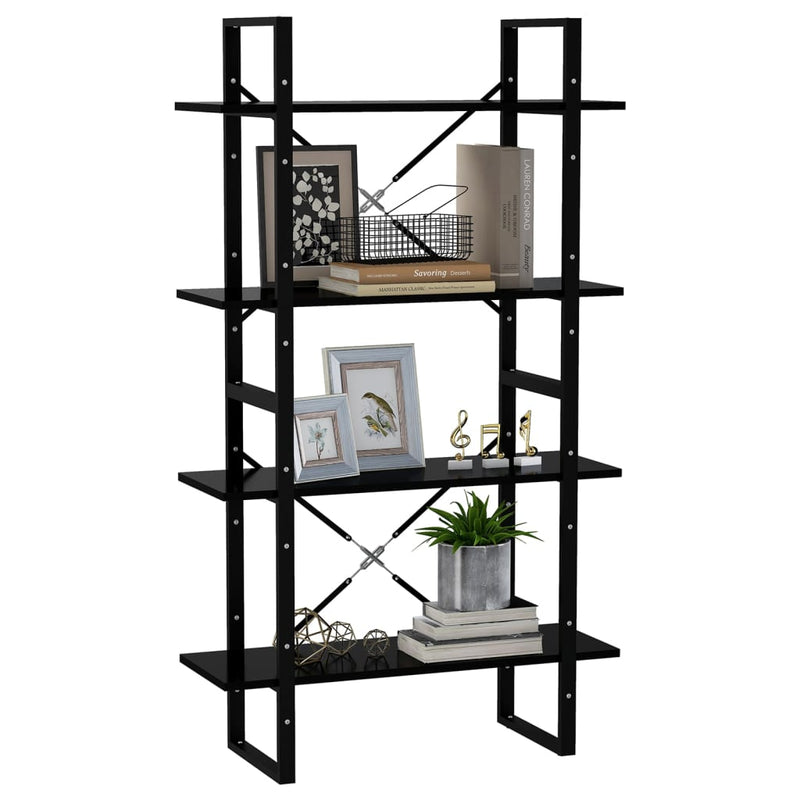 4-Tier Book Cabinet Black 80x30x140 cm Engineered Wood Payday Deals