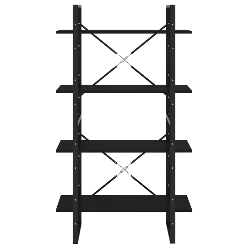 4-Tier Book Cabinet Black 80x30x140 cm Engineered Wood Payday Deals
