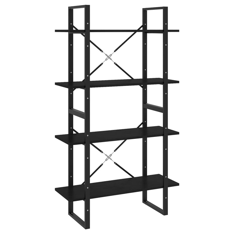 4-Tier Book Cabinet Black 80x30x140 cm Solid Pine Wood Payday Deals