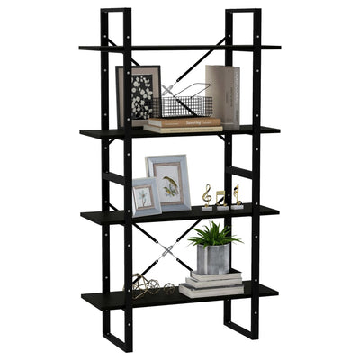 4-Tier Book Cabinet Black 80x30x140 cm Solid Pine Wood Payday Deals