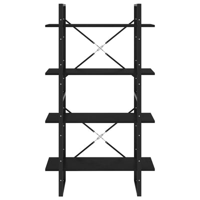 4-Tier Book Cabinet Black 80x30x140 cm Solid Pine Wood Payday Deals