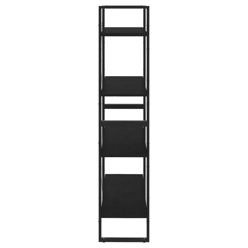 4-Tier Book Cabinet Black 80x30x140 cm Solid Pine Wood Payday Deals