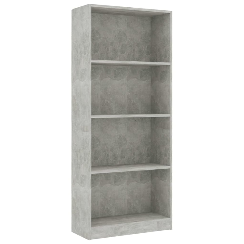 4-Tier Book Cabinet Concrete Grey 60x24x142 cm Engineered Wood Payday Deals