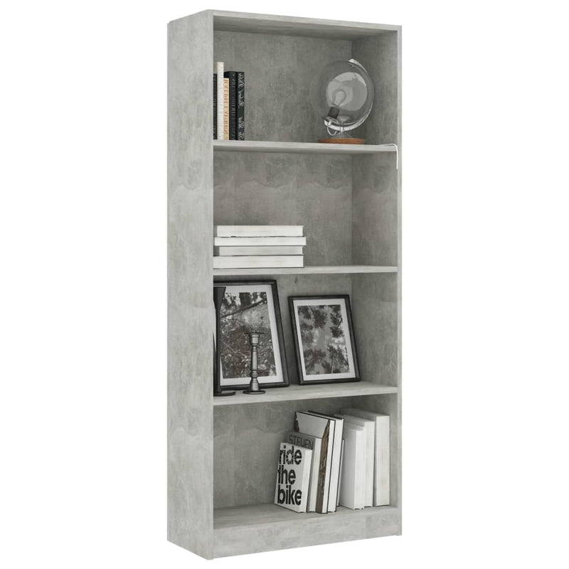 4-Tier Book Cabinet Concrete Grey 60x24x142 cm Engineered Wood Payday Deals