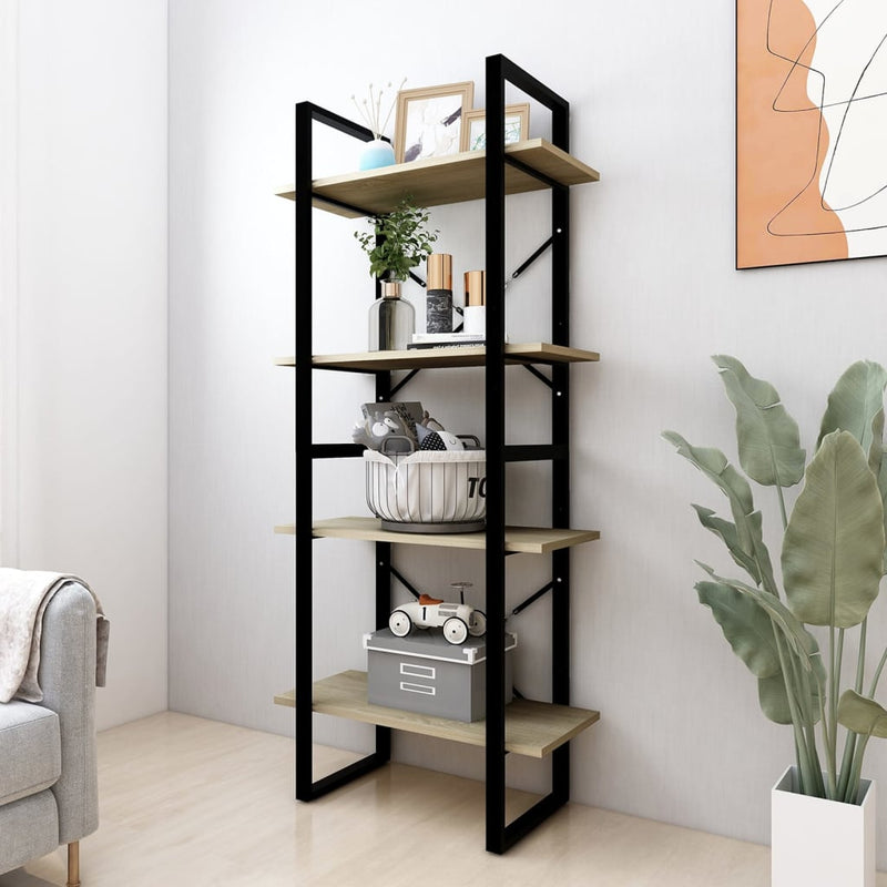 4-Tier Book Cabinet Sonoma Oak 60x30x140 cm Engineered Wood Payday Deals