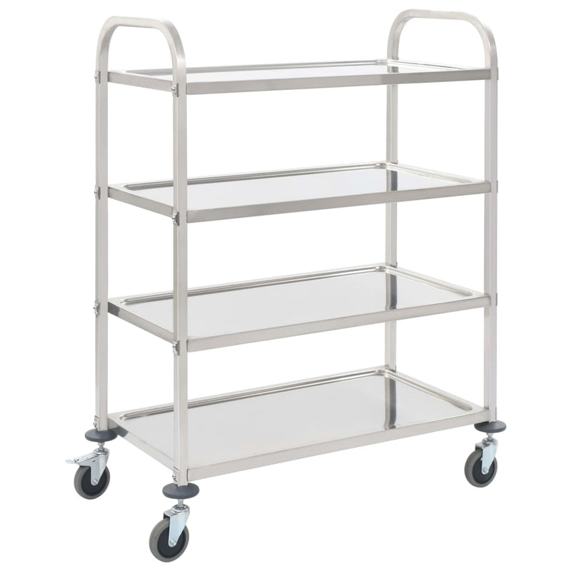 4-Tier Kitchen Trolley 107x55x125 cm Stainless Steel Payday Deals