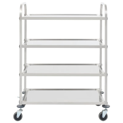 4-Tier Kitchen Trolley 107x55x125 cm Stainless Steel Payday Deals