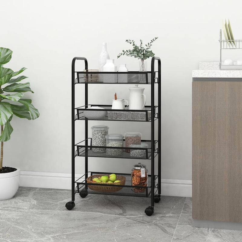 4-Tier Kitchen Trolley Black 46x26x85 cm Iron Payday Deals