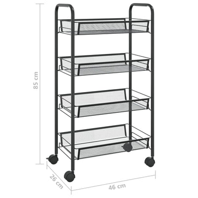 4-Tier Kitchen Trolley Black 46x26x85 cm Iron Payday Deals