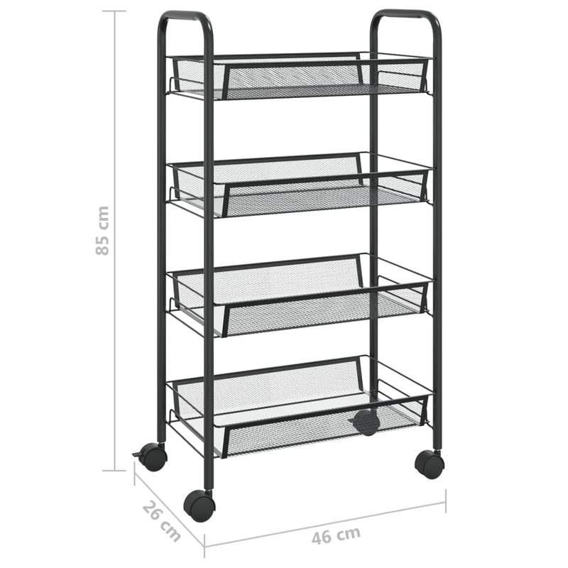 4-Tier Kitchen Trolley Black 46x26x85 cm Iron Payday Deals