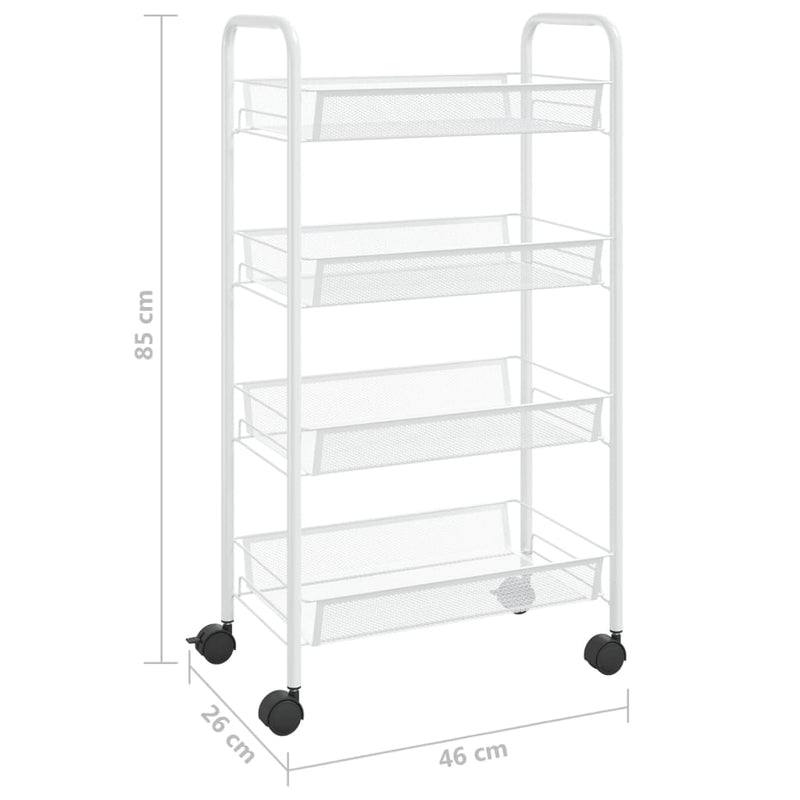 4-Tier Kitchen Trolley White 46x26x85 cm Iron Payday Deals