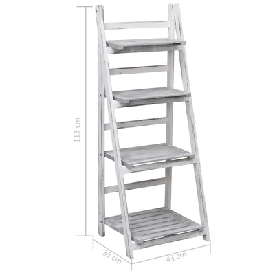 4-Tier Plant Stand Grey 43x33x113 cm Wood Payday Deals