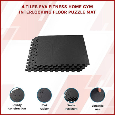 4 Tiles EVA Fitness Home Gym Interlocking Floor Puzzle Mat Payday Deals