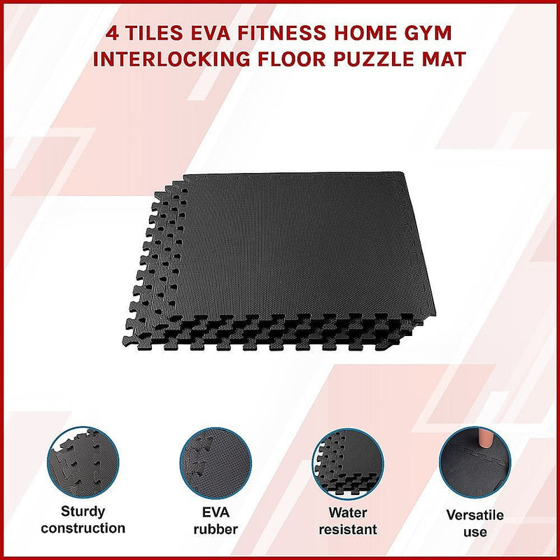 4 Tiles EVA Fitness Home Gym Interlocking Floor Puzzle Mat Payday Deals