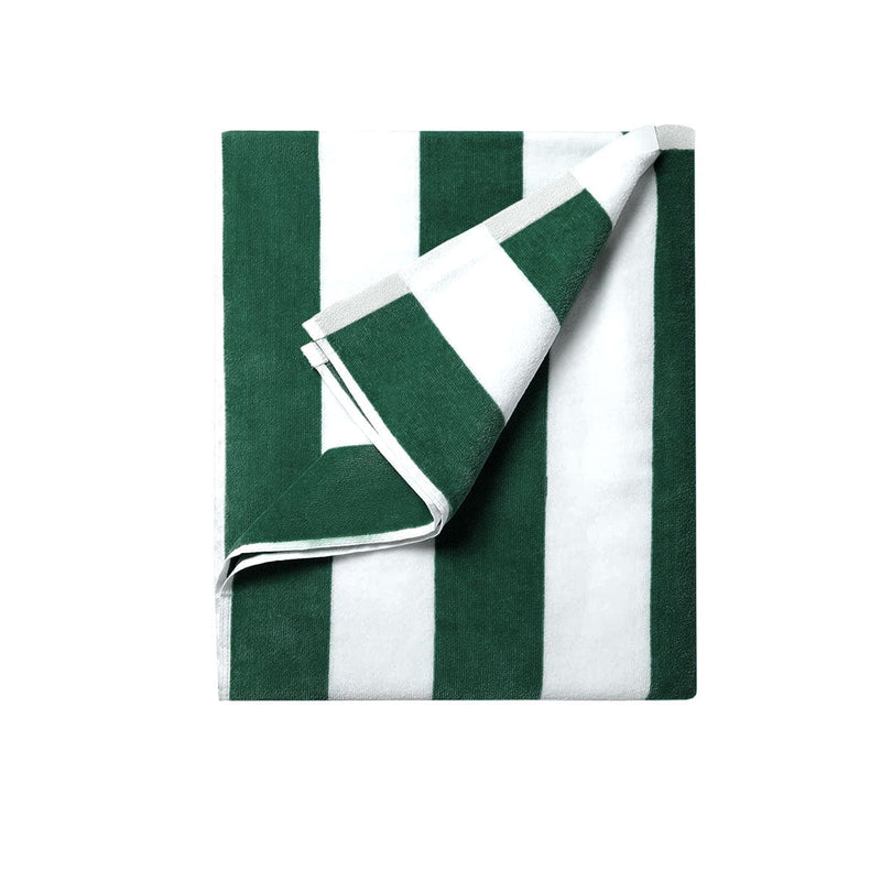 400GSM Cabana Stripe Cotton Polyester Beach Towel Dark Green Payday Deals