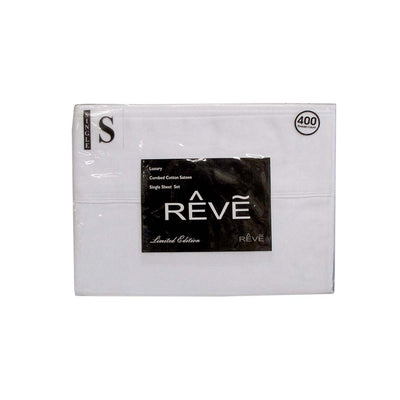 400TC Reve 100% Cotton Sateen Sheet Set White Single Payday Deals