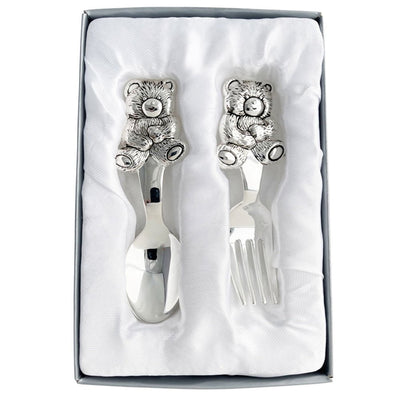 Baby 2-Piece Cutlery Set Spoon Fork Bear Design Handle Kids Kitchen Tableware