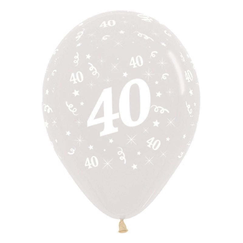 40th Birthday Clear Latex Balloons 6 Pack Payday Deals