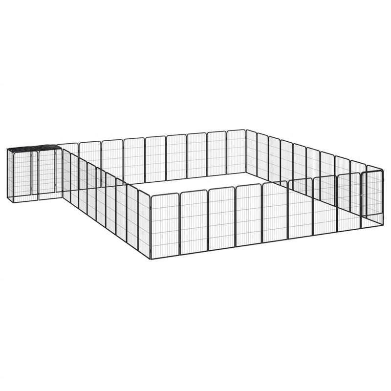 42-Panel Dog Playpen Black 50x100 cm Powder-coated Steel Payday Deals