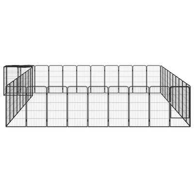 42-Panel Dog Playpen Black 50x100 cm Powder-coated Steel Payday Deals