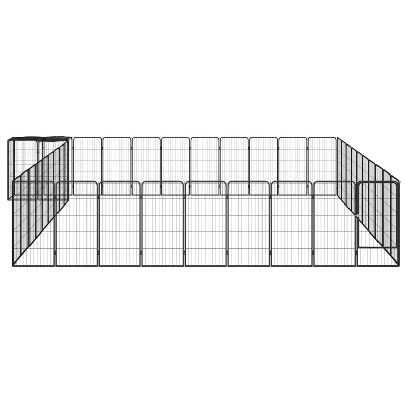 42-Panel Dog Playpen Black 50x100 cm Powder-coated Steel Payday Deals