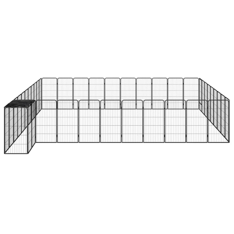 42-Panel Dog Playpen Black 50x100 cm Powder-coated Steel Payday Deals