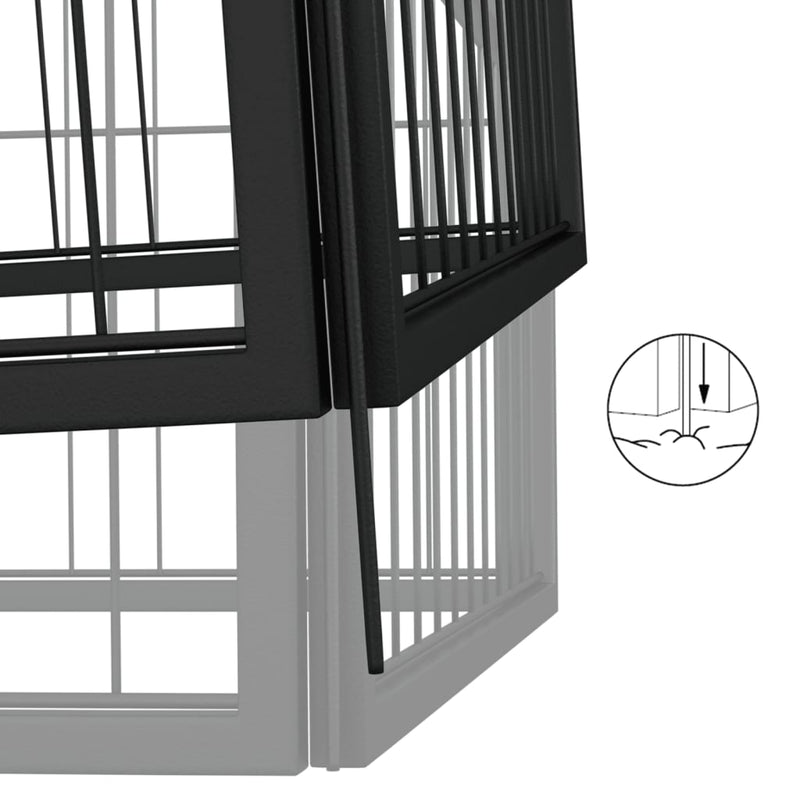 42-Panel Dog Playpen Black 50x100 cm Powder-coated Steel Payday Deals
