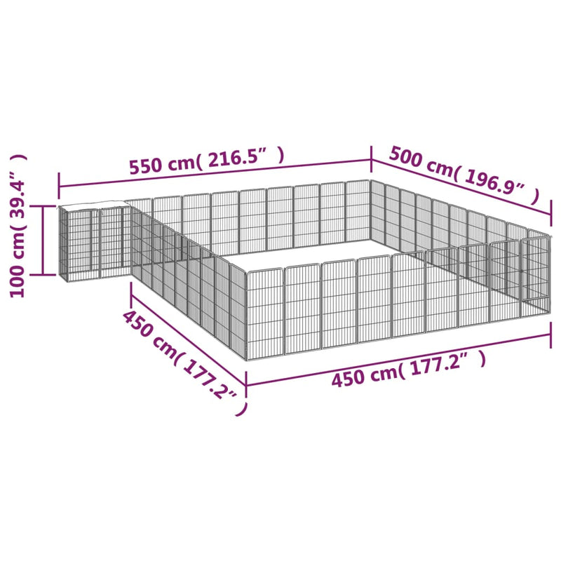 42-Panel Dog Playpen Black 50x100 cm Powder-coated Steel Payday Deals