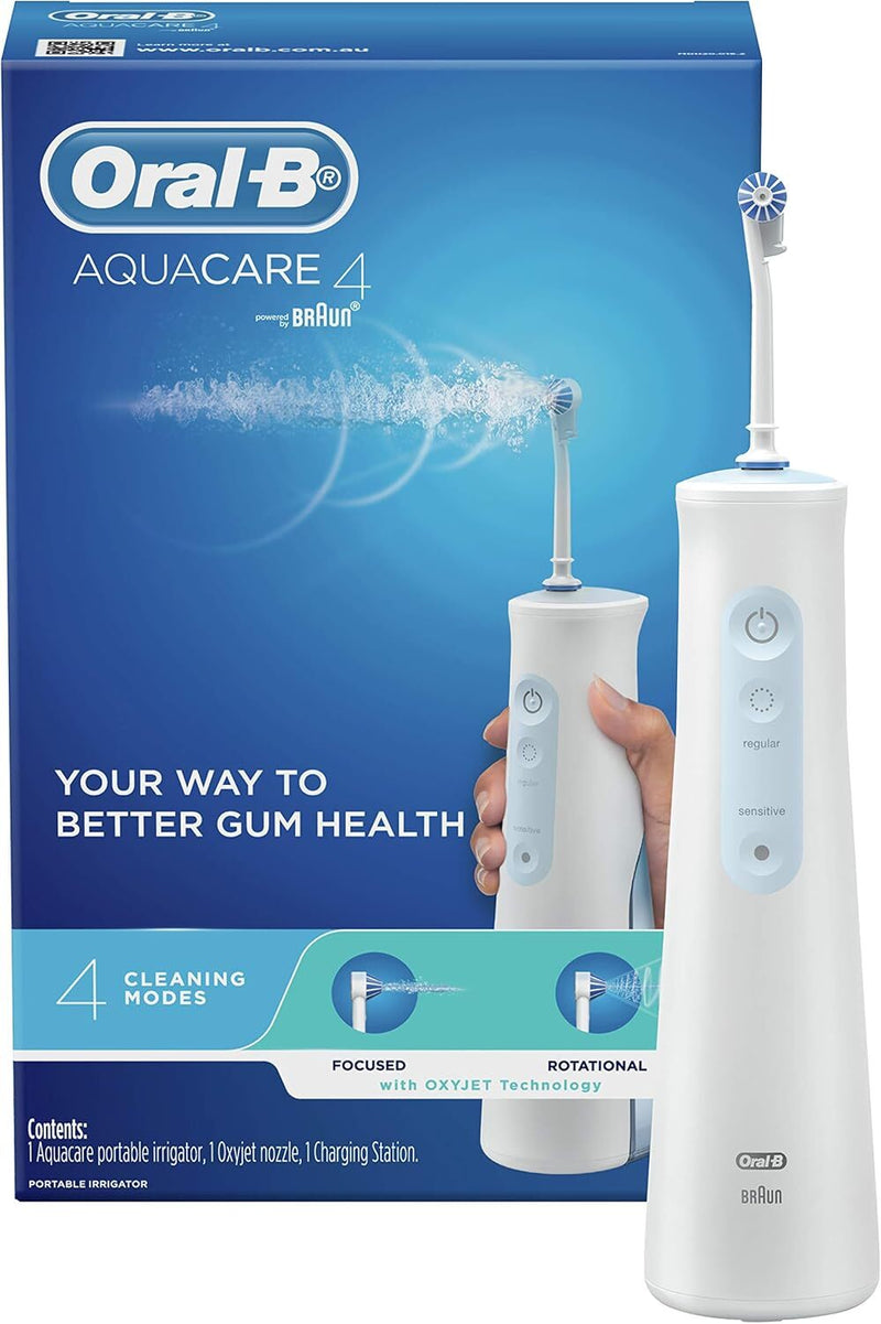 Oral-B Aquacare Irrigator 4 Water Flosser, Cordless and Rechargeable, Oxyjet Technology, 4 Cleaning Modes