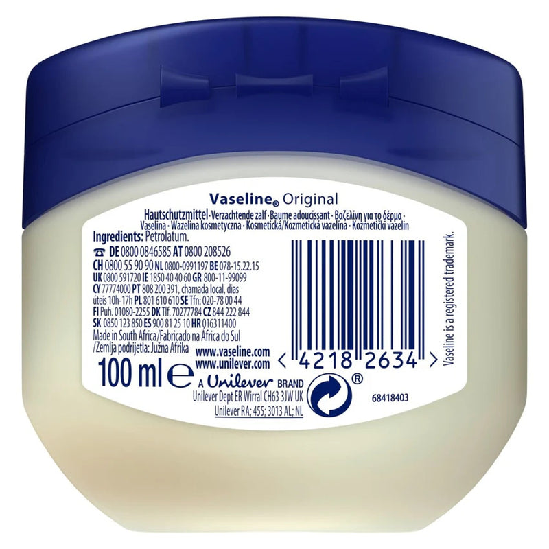 Vaseline 100mL Original Pure Petroleum Jelly Dermatological Tested