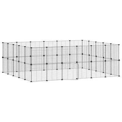 44-Panel Pet Cage with Door Black 35x35 cm Steel Payday Deals